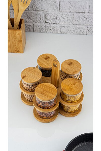 Bambum 6 Piece Spice Rack Large Sorrel with Stand