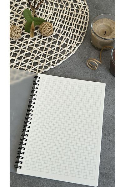 Fark Tanıtım A5 Transparent Cover, Ripstop, Waterproof, Spiral, 60 Sheets, Checkered Notebook
