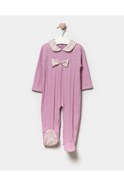 Minipodyum Kız Bebek Fiyonklu Patikli Yeni Doğan Pamuklu Tulum