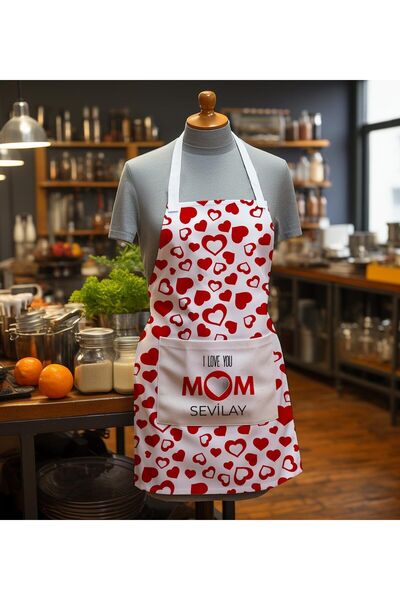 EJOYA Kişiye Özel Isimli Anneler Günü Kalpli Mutfak Önlüğü 113126