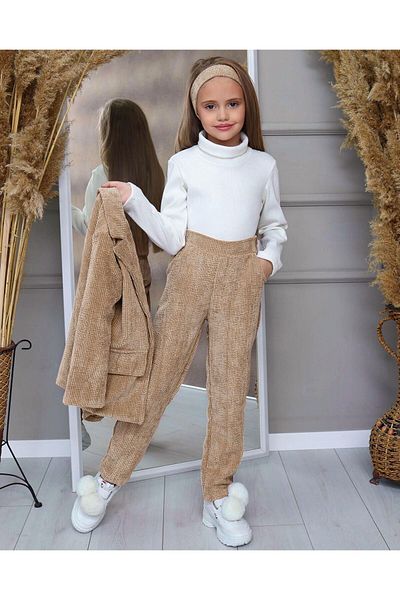 Kids Set jachetă și pantaloni cu nervuri pentru fete