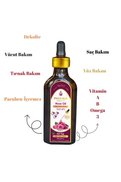 paksa 100 ml Rose Oil - MoisturizinG and Skin Tone BalancinG Hair-face and BodY Serum