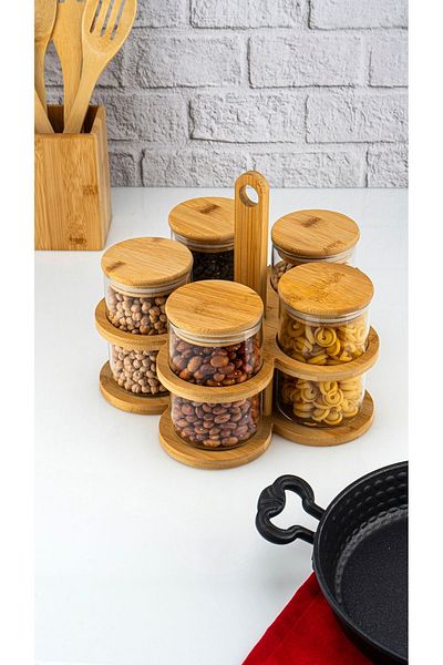 Bambum 6 Piece Spice Rack Large Sorrel with Stand