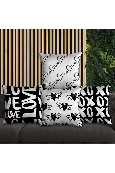 EJOYA Set de 4 perne și perne de 45 cm cu design inimă - 113682