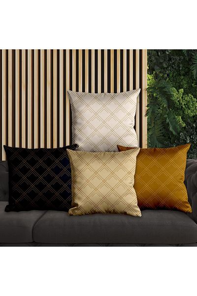 EJOYA Set de 4 perne și perne cu design în carouri - 45 cm 113796