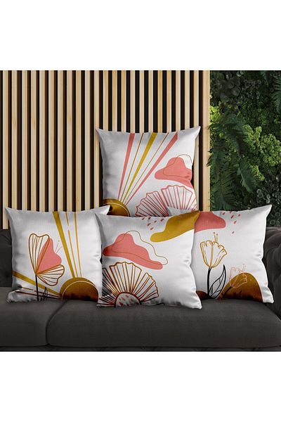 EJOYA Floral Designed 4-Piece Pillow and Throw Pillow Case 45cm