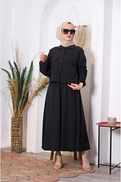 Gülsüm Aydın Kadın Tesettür Kapaklı Cepli Etekli Takım