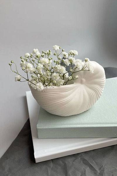 Bautinq Store مزهرية مزخرفة على شكل محار
