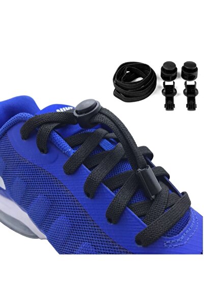 srtfootcare Elastik Yassı Akıllı Kilitli Bağcık 100cm 1 Çift Siyah