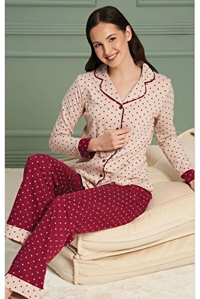 İpek Γυναικείο σετ πιτζάμες με μακρυμάνικο μπροστινό κουμπί