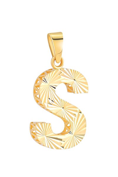 MOOM MÜCEVHERAT 14 Ayar Altın S Harfi Kolye Ucu Parlak Kalemli Işıltılı Zinci...