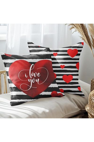 EJOYA Set de 2 perne cu tematică Love - 45 cm, interior și husă de pernă 113418
