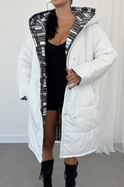 Weyeze Double Sided Hooded Long Puffer Jacket AD-K50458LNW