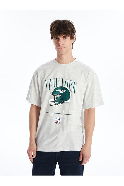 LC Waikiki Printed Men's Combed Cotton T-Shirt - Crew Neck, Short Sleeve