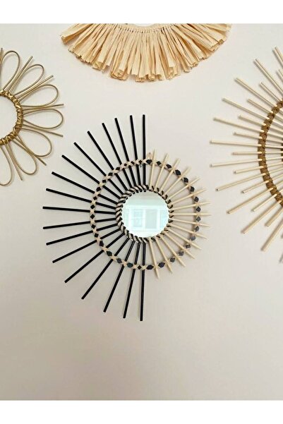 Boncukafası Yarım Bambu Ayna 40 Cm Duvar Aynası Konsol Aynası Dekoratif Ayna ...