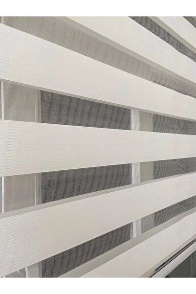 NetworkAvm Beyaz Geniş Pliseli Zebra Stor Perde Eteği Dilimli (alüminyum Kasa...