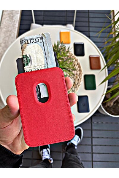 WATCHOFROYAL Vegan Leather Card Holder Red 2 Card Compartments Magnet Lightweight and Minimalist Design Jesus