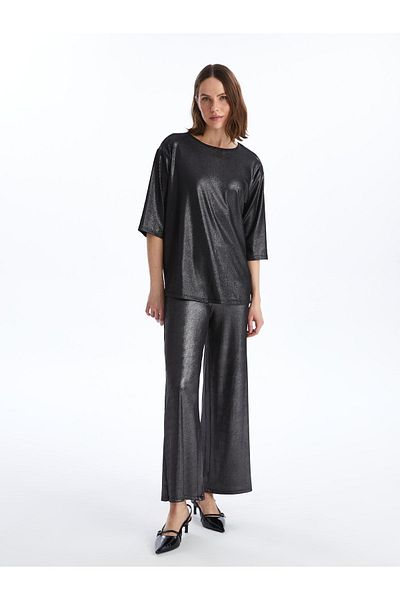 LC Waikiki Metallic-Hose für Damen – elastische Taille und weites Bein