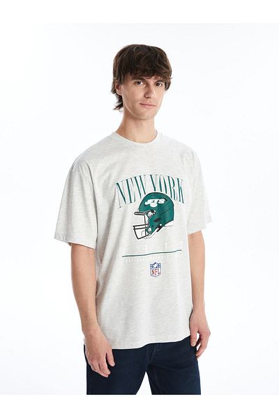LC Waikiki Printed Men's Combed Cotton T-Shirt - Crew Neck, Short Sleeve