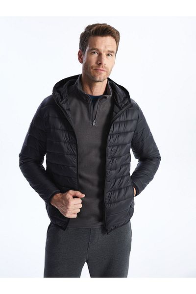 LC Waikiki Herren-Pufferjacke mit Kapuze – Standardform