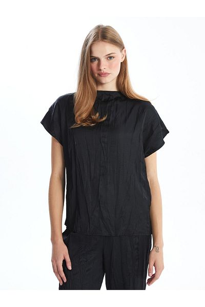 LC Waikiki Oversize Σατέν Γυναικεία Μπλούζα - Σταντ Γιακάς
