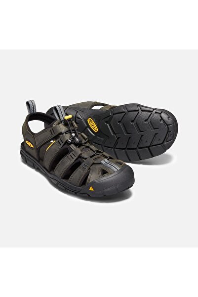 Keen Clearwater Cnx Leather - Deri Erkek Sandalet - Haki/siyah