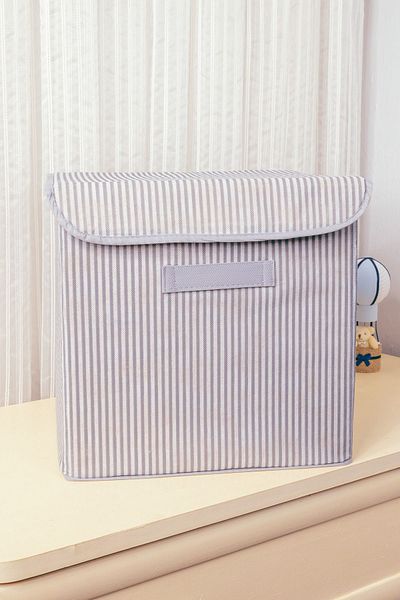 Textile sweet Multi-Purpose In-Cabinet Gray Striped Laundry with LidToy Organizer Box