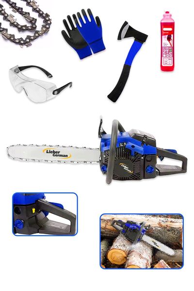 Lieber German C9900 Benzinli Çift Egzos Ağaç Dal Odun Kesme Bıçkı Ağaç Motoru...