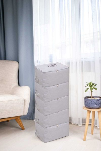 Textile sweet Set of 5 Small Size Gray Under Base Organizer Storage