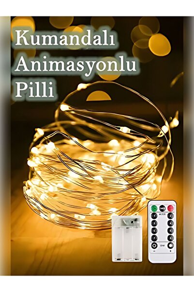 rkm store 10 Metre Gün Işığı Kumandalı Pilli Peri LED 8 Fonksiyonlu Uzaktan Kumandalı Dekoratif Peri Led