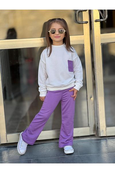 renkli diyar Girl's Long Sleeve Blouse and Spanish Leg Pants Set - Nursery, Kindergarten, Primary School