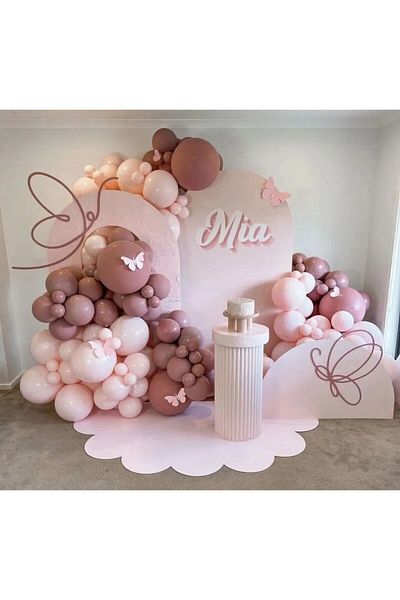 Parti Setim 60 Pieces Macaron Pink Rosewood Balloon Set