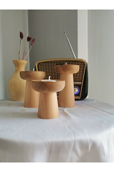 ayrawood 3 mantar şamda seti çok amaçlı dekor mumluk
