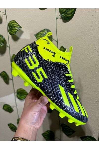 by Soccers YM Shopping - New Season Black Yellow Cleat Shoes