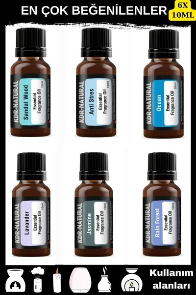 kdr natural 6 Lı Uçucu Yağ Buhurdanlık Yağı Kokusu Hava Nemlendirci Kokusu Es...