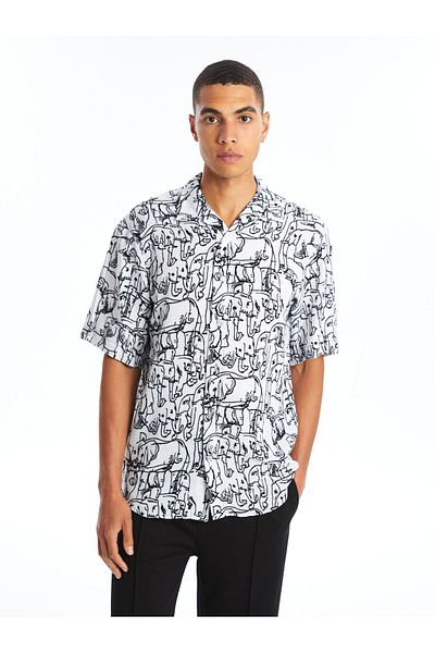LC Waikiki Pánská košile Slim Fit se vzorem - Krátký rukáv
