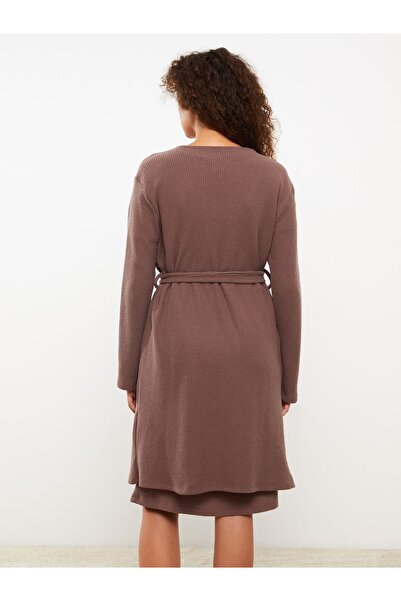 LC Waikiki Women's Morning Gowns - Solid Long Sleeve, Double Breasted Collar