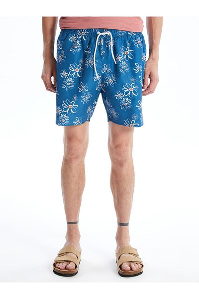 LC Waikiki Gemusterte Herren-Badeshorts in kurzer Länge