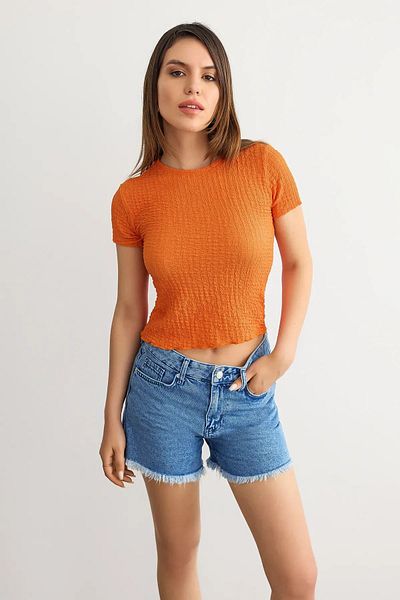 Hiccup Crop Top με λαιμόκοψη - Κοντό μανίκι