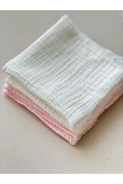 BETSY STUDIO 100% Cotton Baby Mouth Wipes Set of 4 Pink-White Shoulder Cover Sweat Wipes