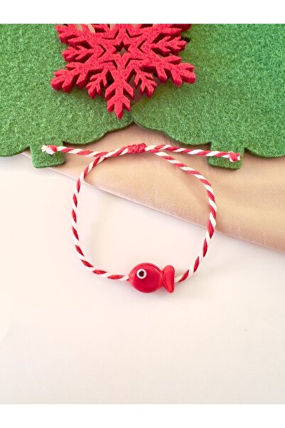 Atelier Çağla Red Glass Fish Martençka New Year's New Year Bracelet