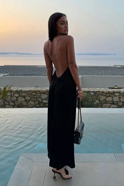 Hiccup Φόρεμα με χαμηλό πίσω μέρος Halter Boy Maxi