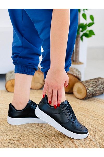 LOVİNS Unisex Black White Lace-up Sneakers Shoes