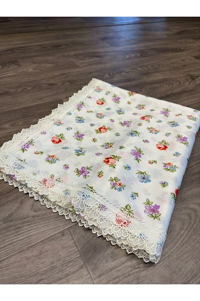 Dantelux Stain-Proof White Rose Patterned Table Cloth, Picnic Cloth, Table Cloth
