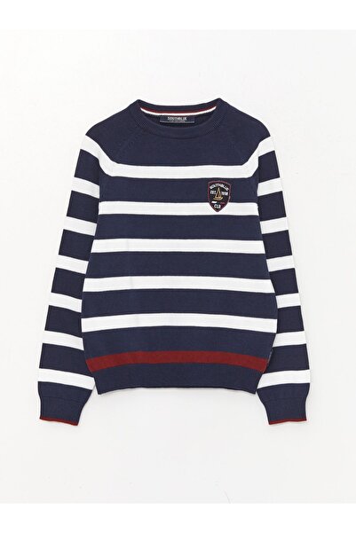 LC Waikiki Fiú - Crew nyakú, csíkos, hosszú ujjú kötött pulóver