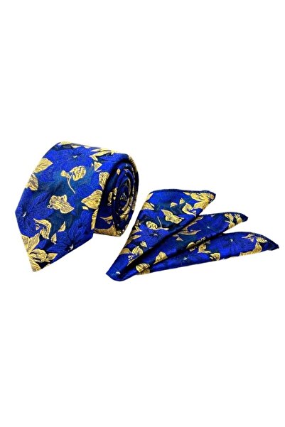 VENCHY ربطة عنق على شكل زهرة ذهبية من ساكس مع منديل 7710-1mk