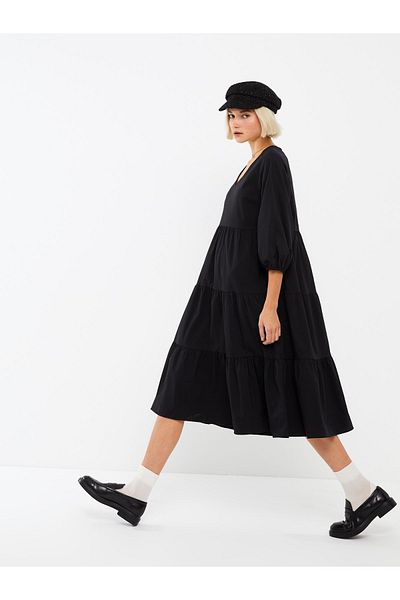LC Waikiki Poplin V-Neck Women's Dress