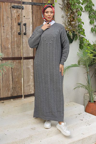 Pamuk Butik Γυναικείο Πλεκτό Φόρεμα με Πλεκτό Μαλλιά V