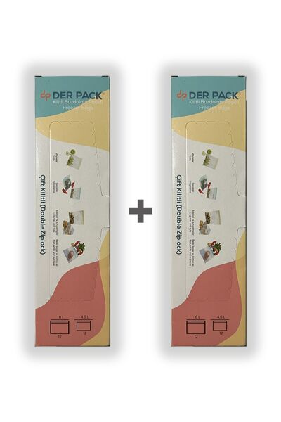 DER PACK 24 كيس ثلاجة بقفل مزدوج - 12x4.5 لتر و 12x6 لتر) × 2 قطعة