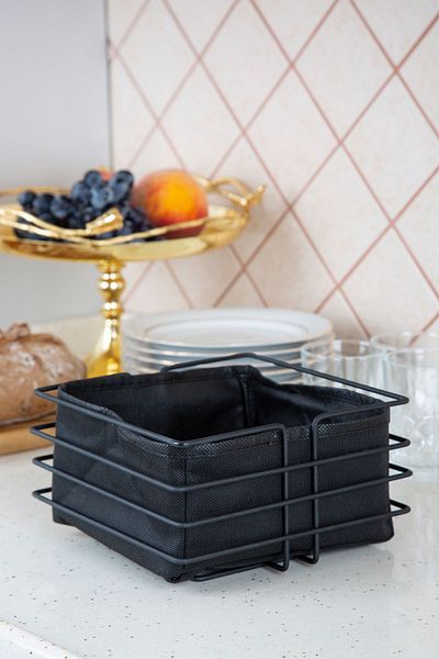 MultiStore Luxury Black Stainless Square Bread Basket - Multi-Purpose